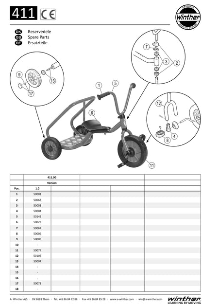 Winther Mini Viking Mini Ben Hur Push Bike (Model No. 411) Spare Parts