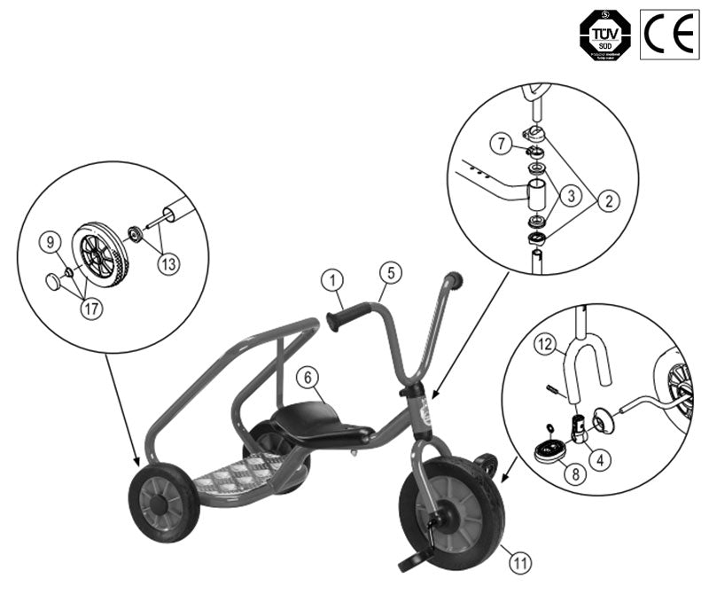 Winther Mini Viking Mini Ben Hur Push Bike (Model No. 411) Spare Parts