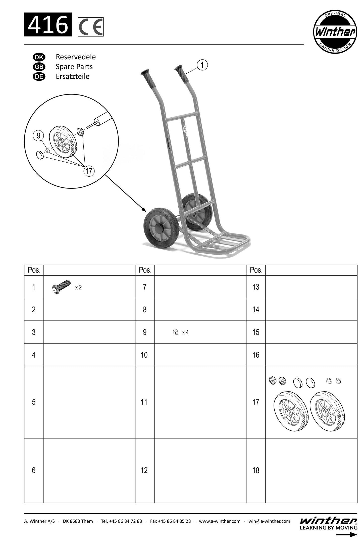 Winther Mini Viking Sack Barrow (Model No. 416) Spare Parts