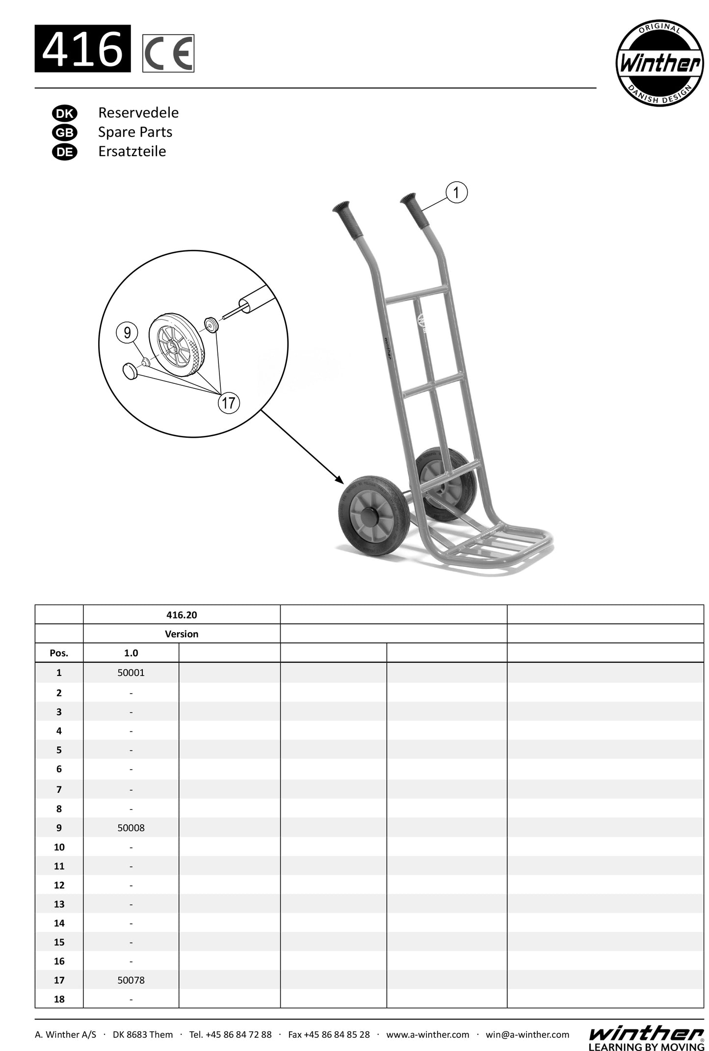 Winther Mini Viking Sack Barrow (Model No. 416) Spare Parts