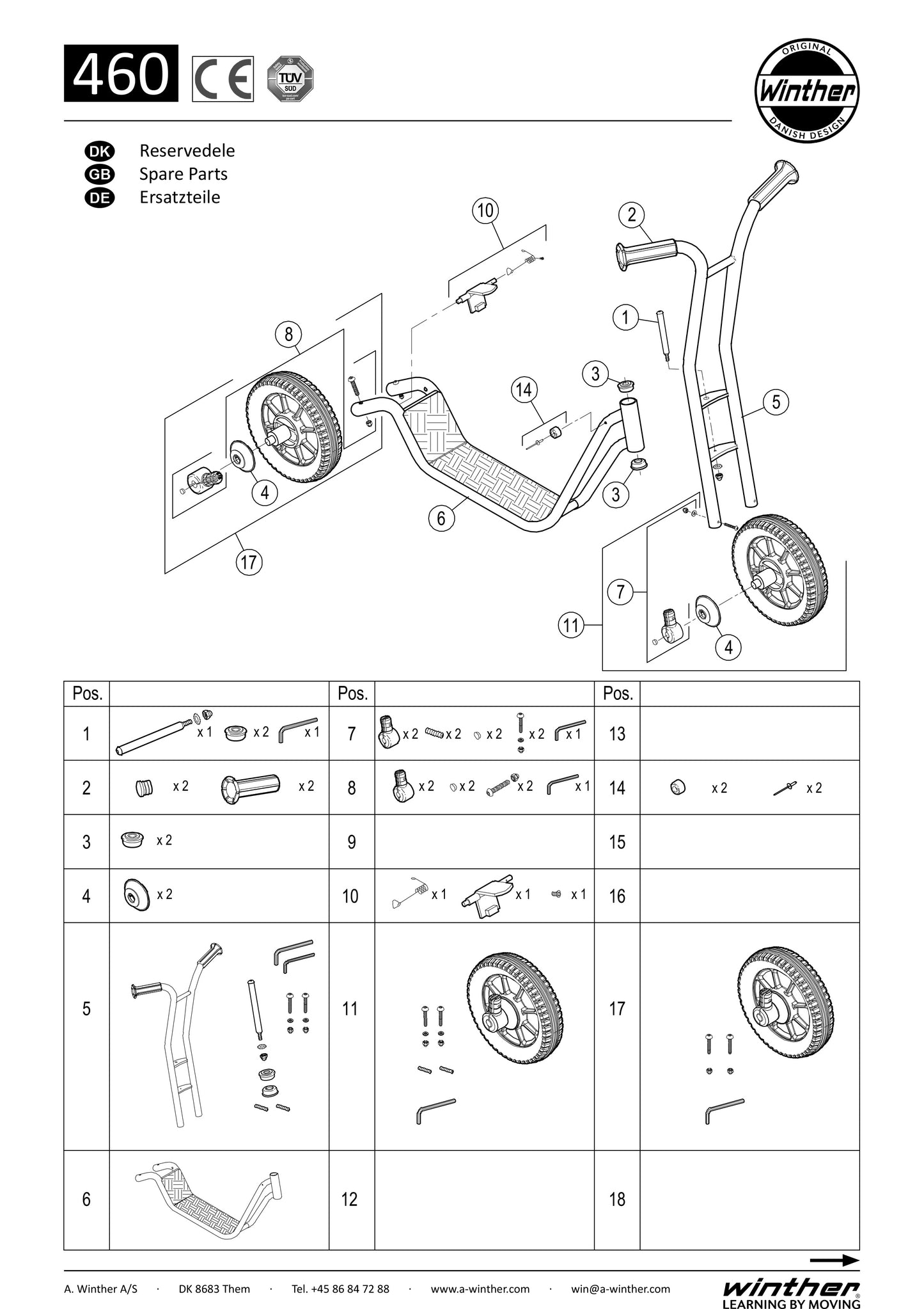 Winther Viking Small Scooter (Model No. 460) Spare Parts