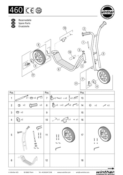Winther Viking Small Scooter (Model No. 460) Spare Parts