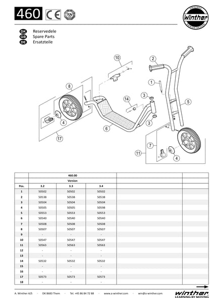 Winther Viking Small Scooter (Model No. 460) Spare Parts
