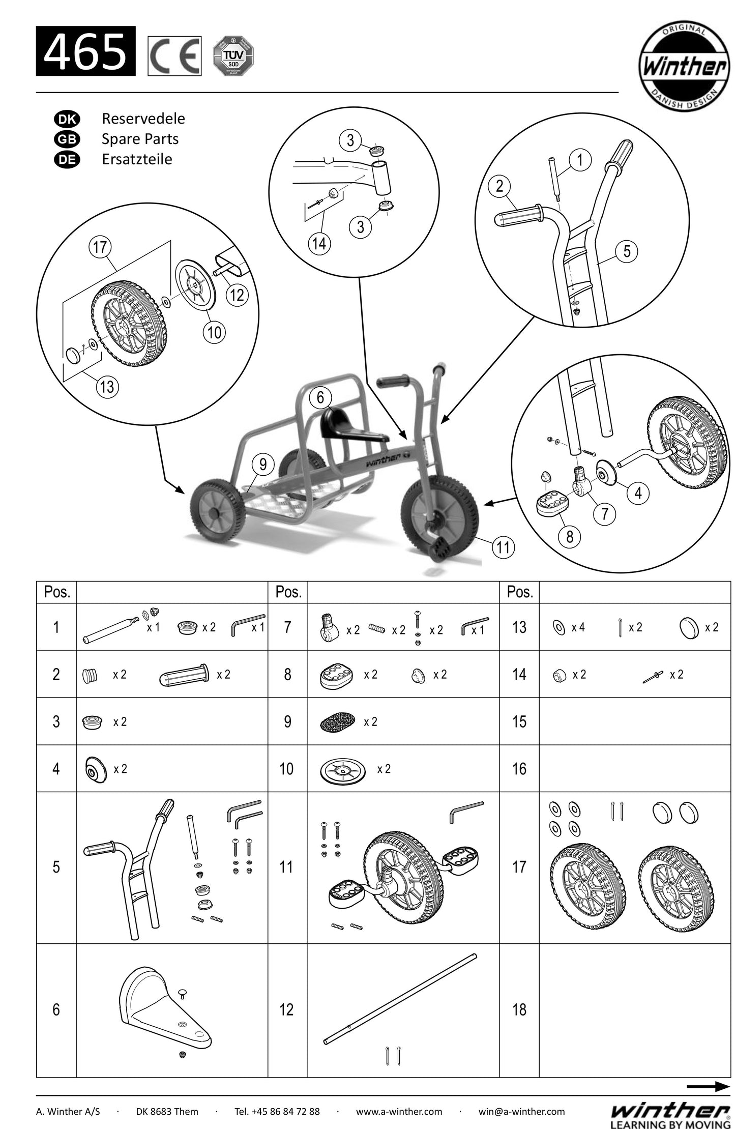 Winther Viking Ben Hur Trike (Model No. 465) Spare Parts