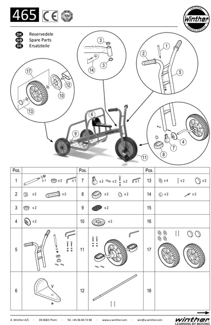 Winther Viking Ben Hur Trike (Model No. 465) Spare Parts