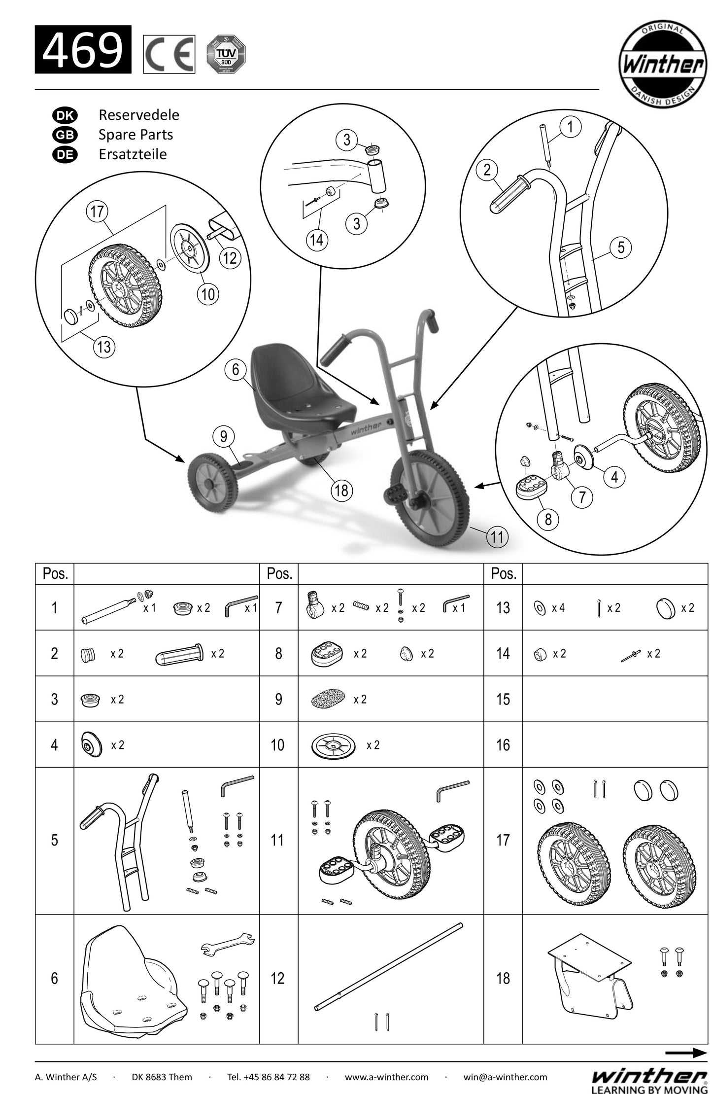 Winther Viking Tricart (Model No. 469) Spare Parts
