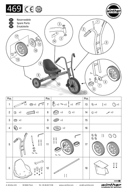 Winther Viking Tricart (Model No. 469) Spare Parts
