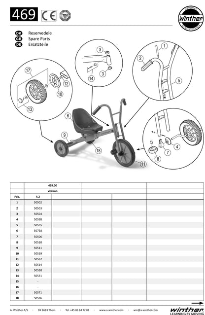 Winther Viking Tricart (Model No. 469) Spare Parts