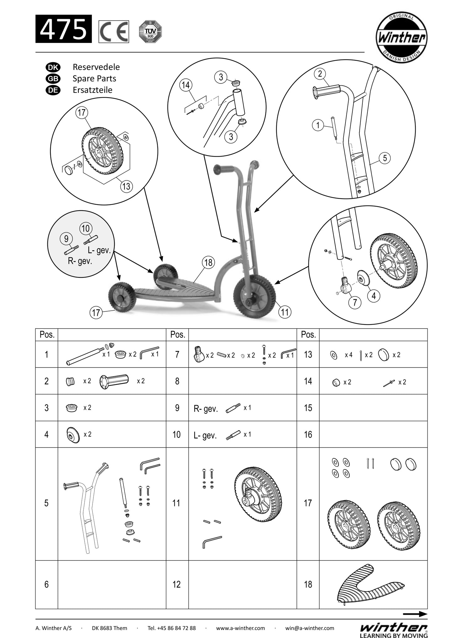 Winther Viking Safety Roller (Model No. 475) Spare Parts