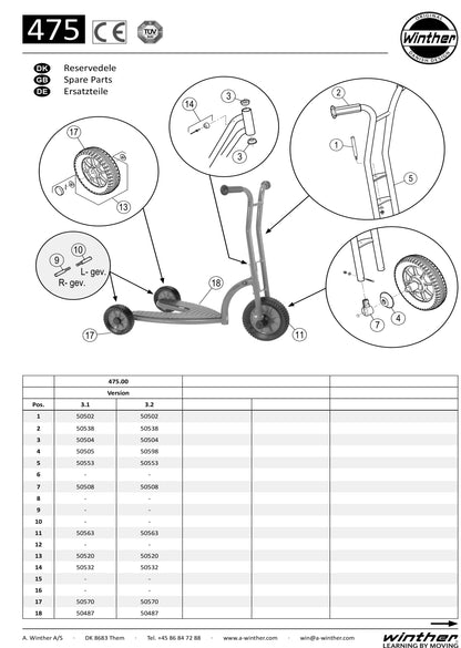 Winther Viking Safety Roller (Model No. 475) Spare Parts