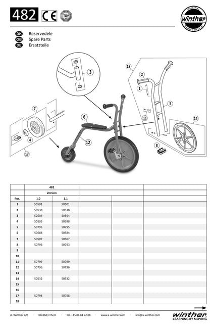Winther Viking Explorer Small Penny Farthing (Model No. 482) Spare Parts