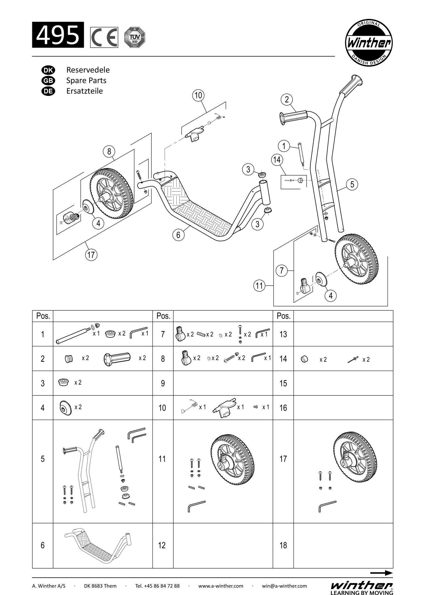 Winther Viking Extra-Large Scooter (Model No. 495) Spare Parts