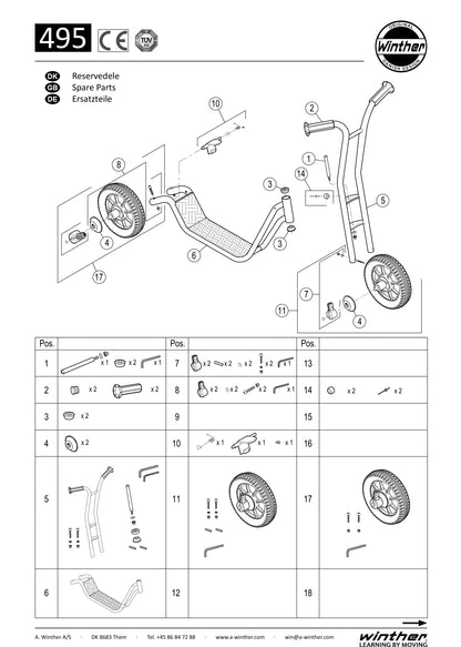 Winther Viking Extra-Large Scooter (Model No. 495) Spare Parts