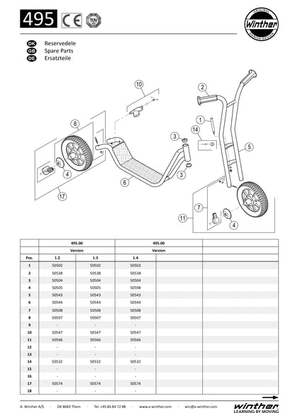 Winther Viking Extra-Large Scooter (Model No. 495) Spare Parts