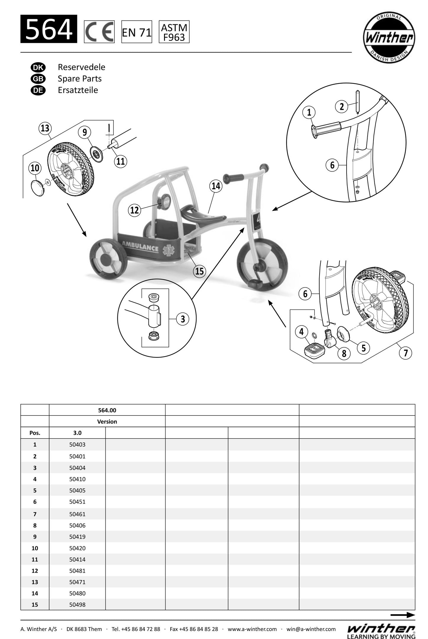 Winther Circleline Ambulance Spare Parts (Model No. 564)
