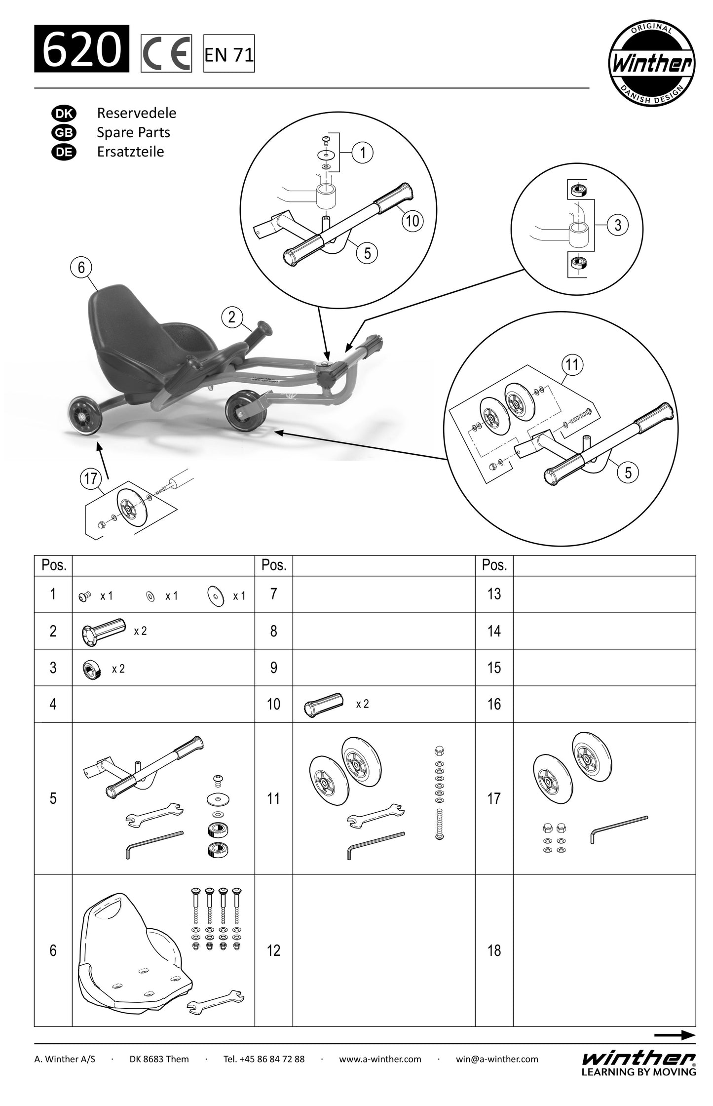 Winther Challenge Foot Twister (Model No. 620) Spare Parts