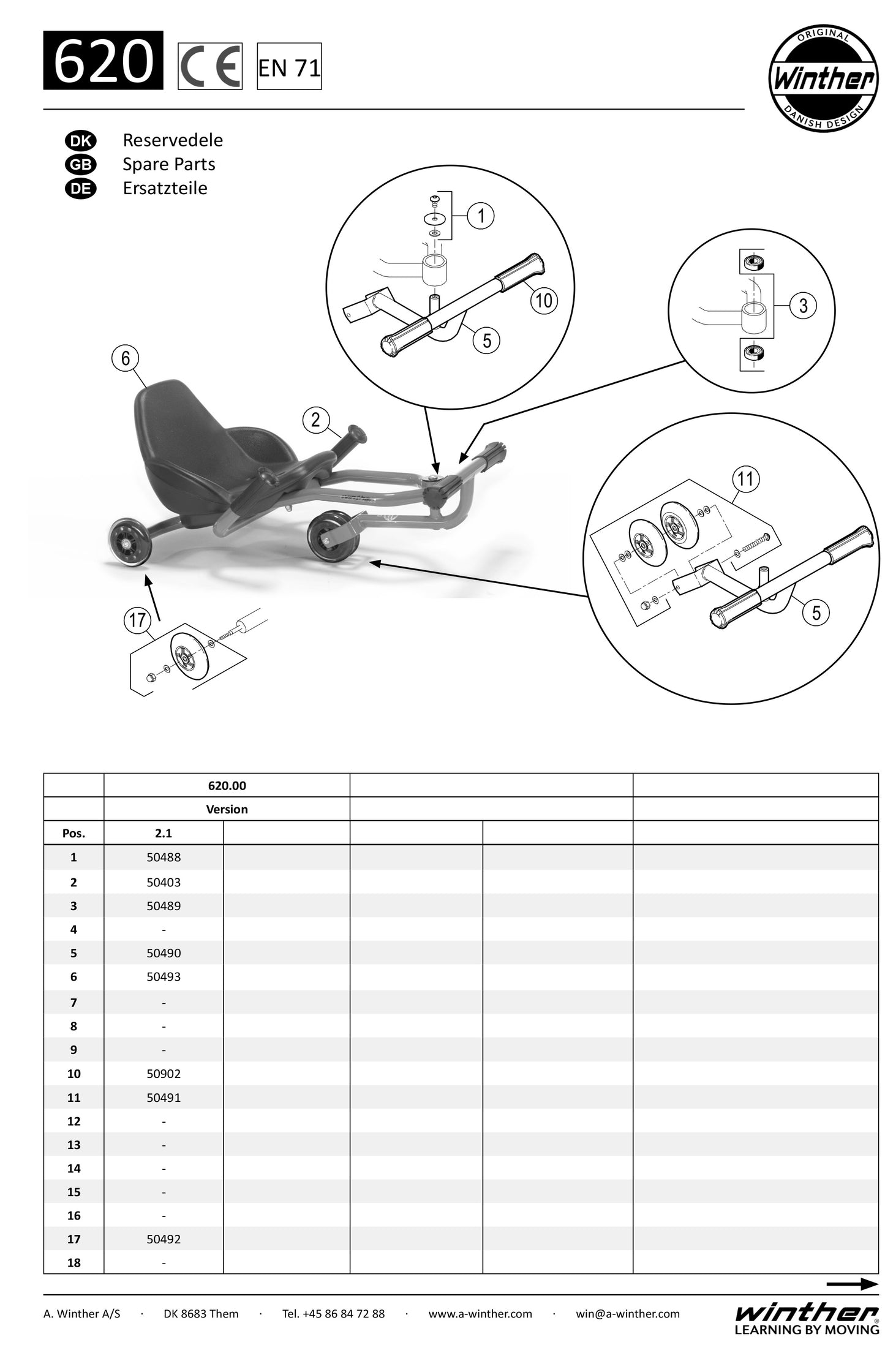 Winther Challenge Foot Twister (Model No. 620) Spare Parts