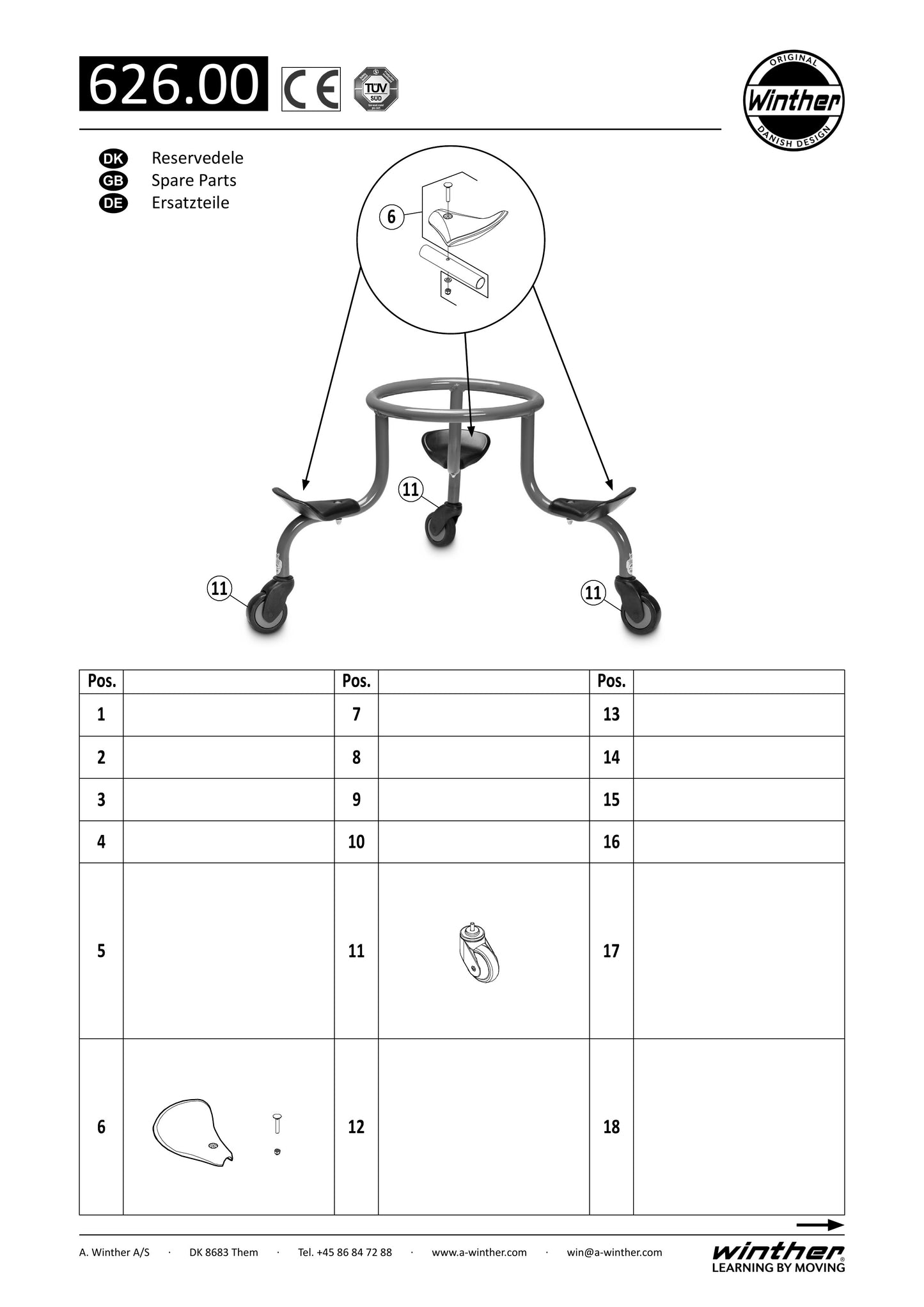 Winther Challenge CircleBike (Model No. 626) Spare Parts
