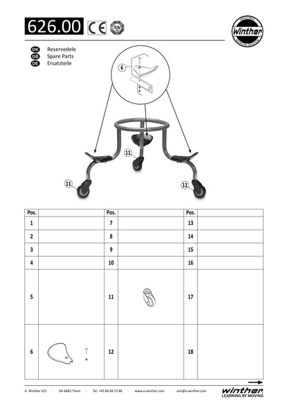 Winther Challenge CircleBike (Model No. 626) Spare Parts