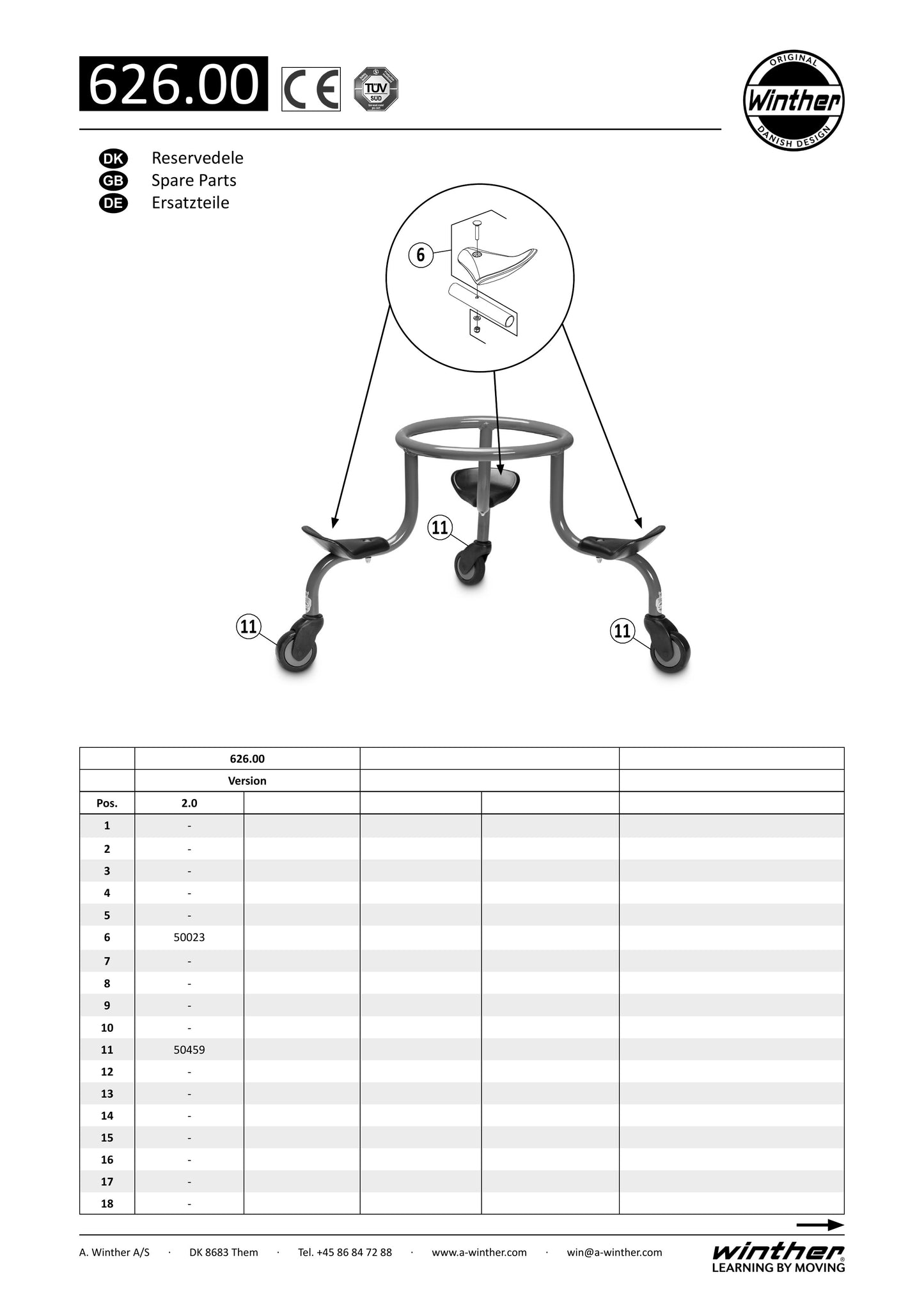 Winther Challenge CircleBike (Model No. 626) Spare Parts