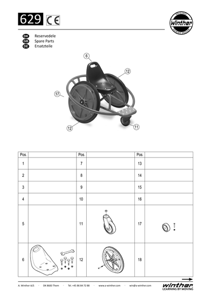 Winther Challenge WheelyRider (Model No. 629) Spare Parts